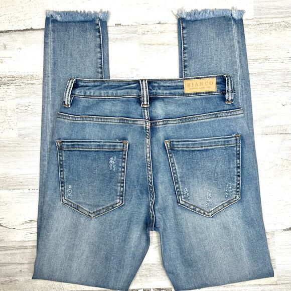 NWT Bianco Buttercup Boyfriend Jeans Light Blue Stretch Denim Button-Fly Size 24 - Picture 13 of 16